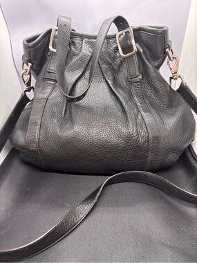 Cole Haan Black Leather Shoulder Bag with Buckles